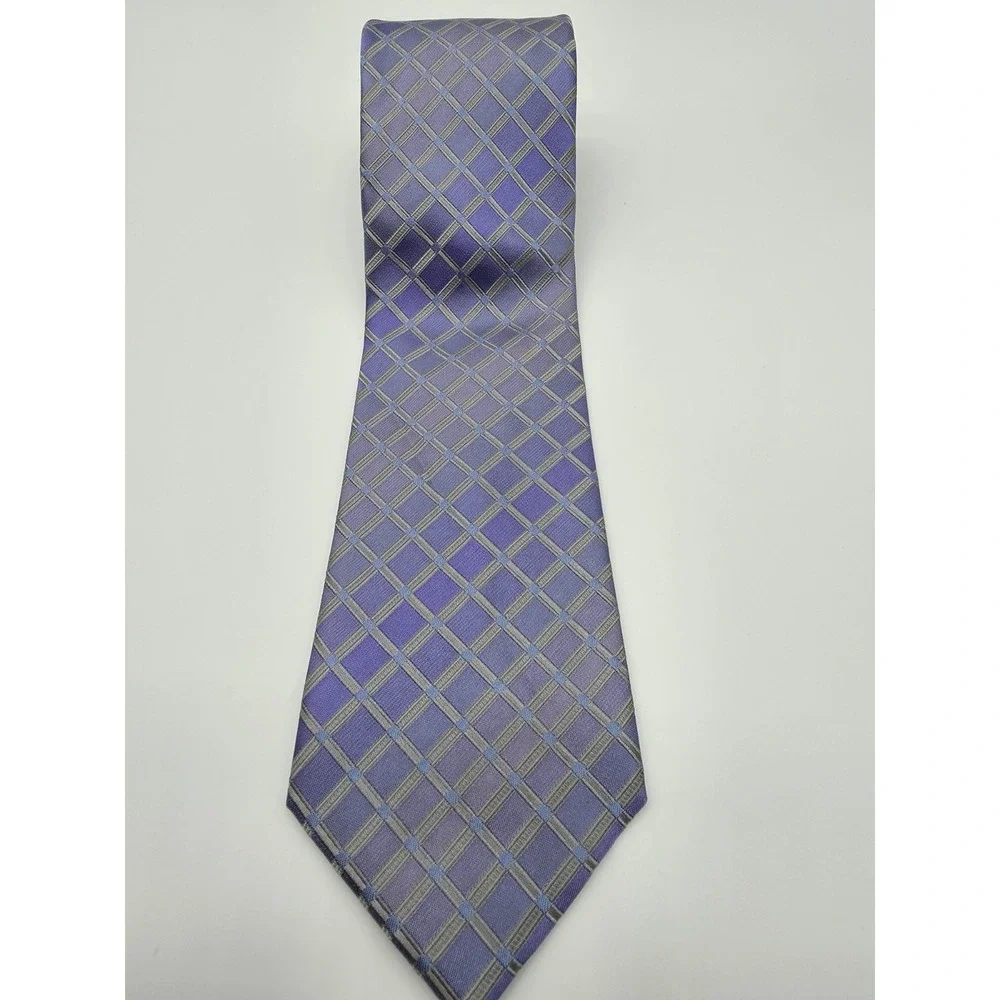 Kenneth Cole Reaction Purple Blue Geometric Fluorescent Pattern Tie 58